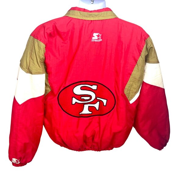 VTG Starter San Francisco 49ers Color Block Jacket S Nylon Popover 1/4 Zip - Picture 1 of 11